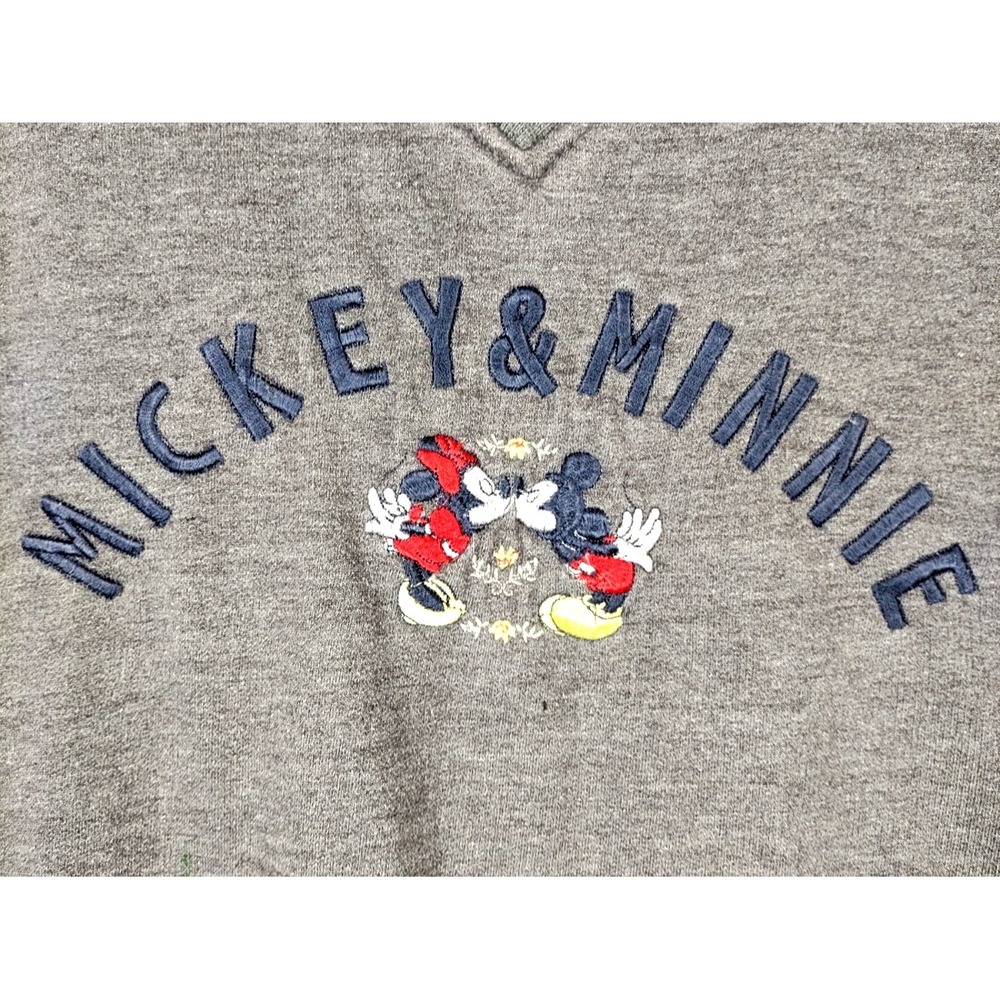 VTG Mickey Unlimted Sweatshirt Adult S Gray Minnie Kissing Disneycore 90s Street
